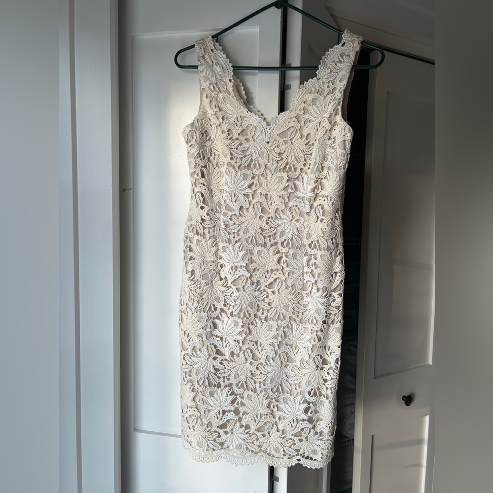 Ann Taylor Cream/Tan Lace Dress